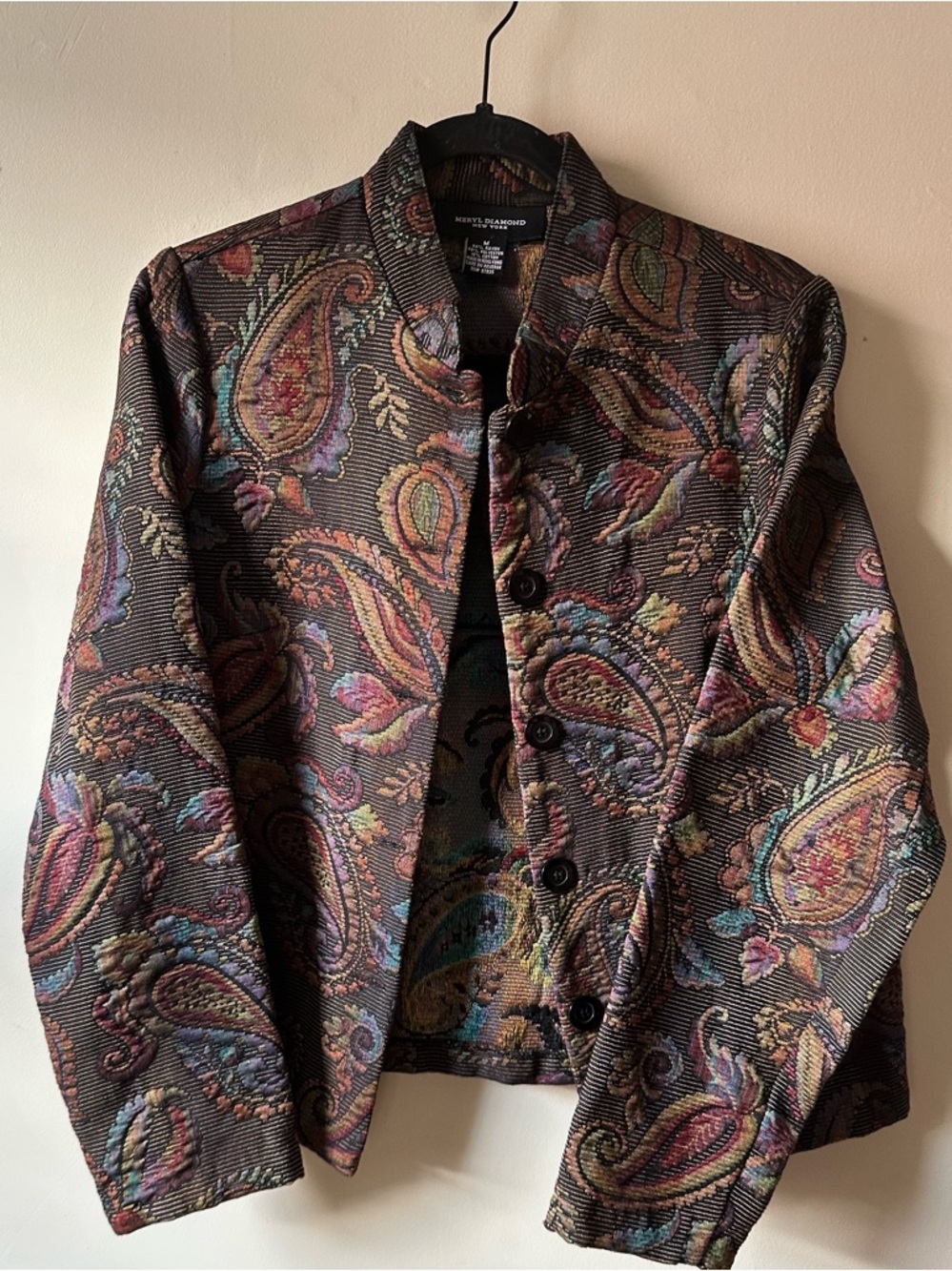 Womens Paisley Pattern Button-Front Jacket - Multicolor
